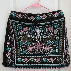 Chic Embroidered Black Mini Skirt